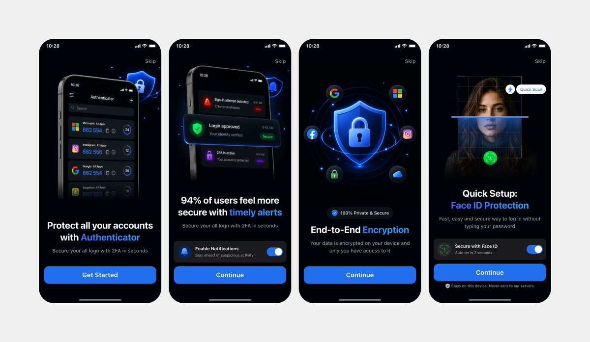 简洁的身份验证器入门引导 UI 模型