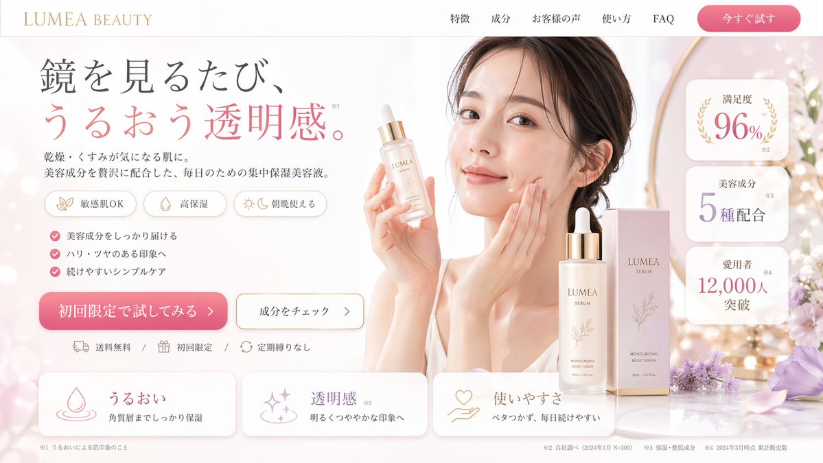 美妆产品落地页模型