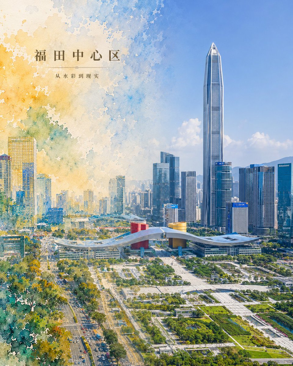 水彩幻化现实：北京 CBD 海报 3