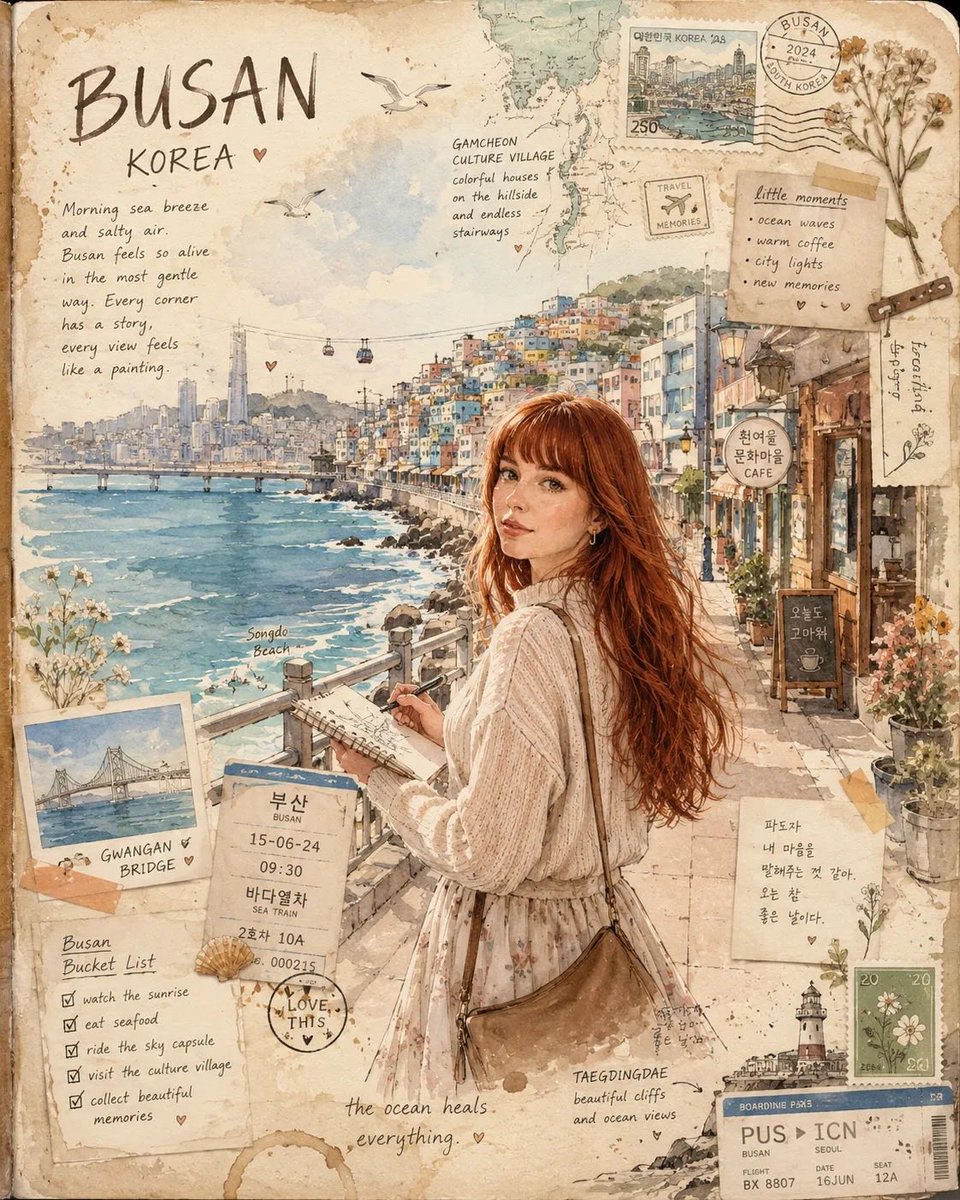 釜山旅行手账插画 2