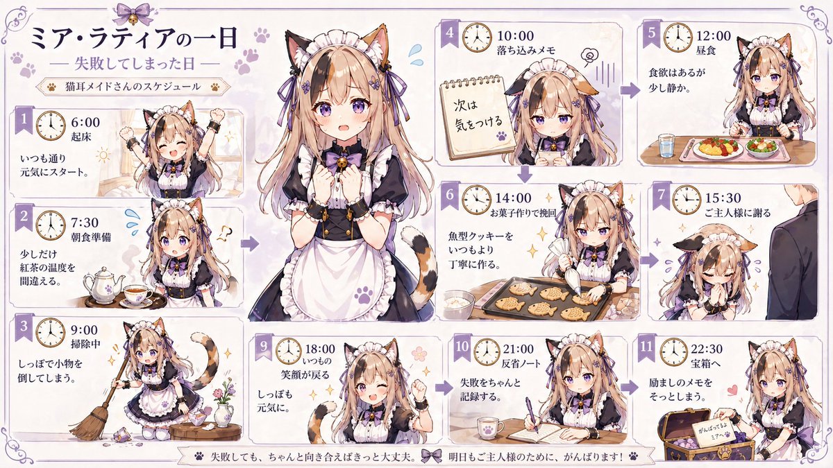 猫耳メイドの日常スケジュール・インフォグラフィック