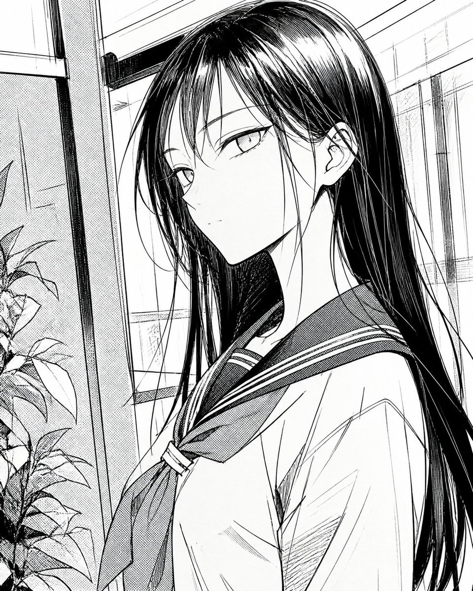 审查版漫画风女学生肖像 2