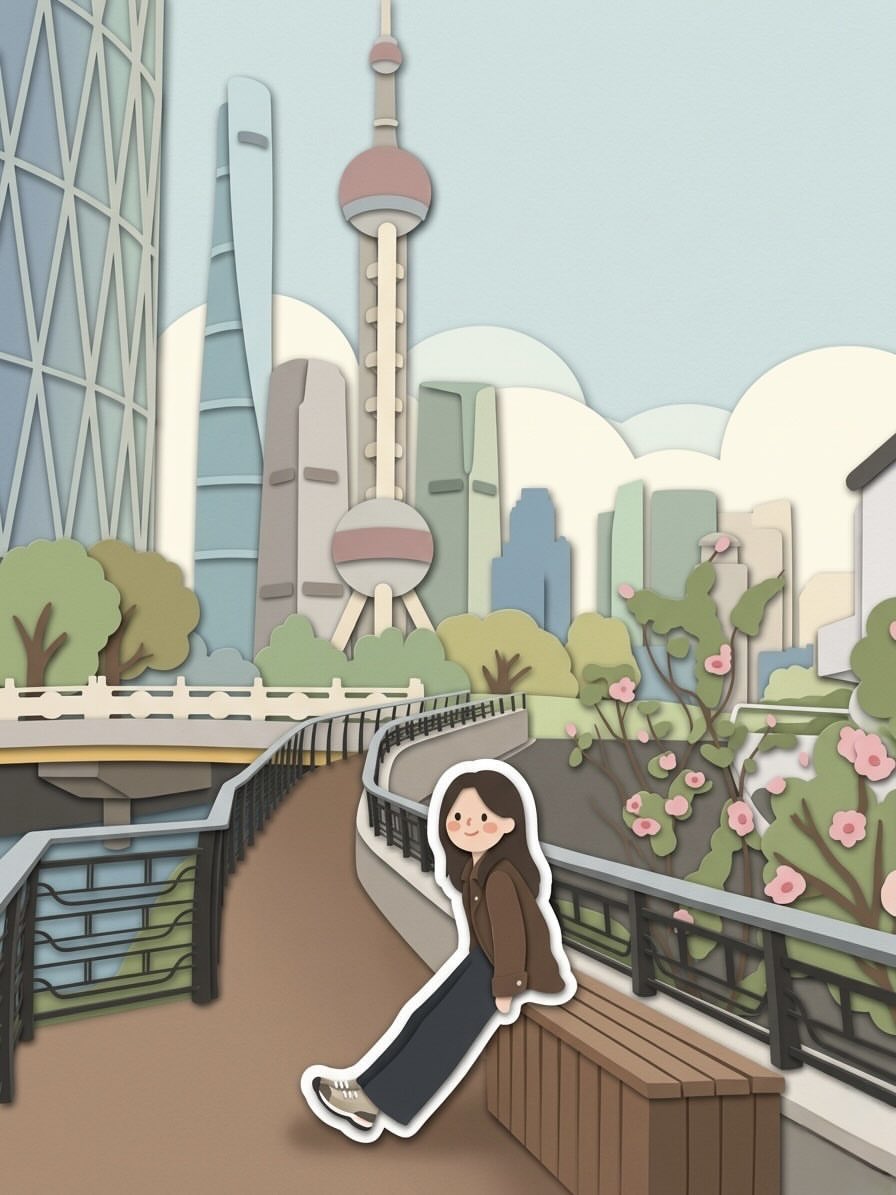 剪纸立体旅行贴纸