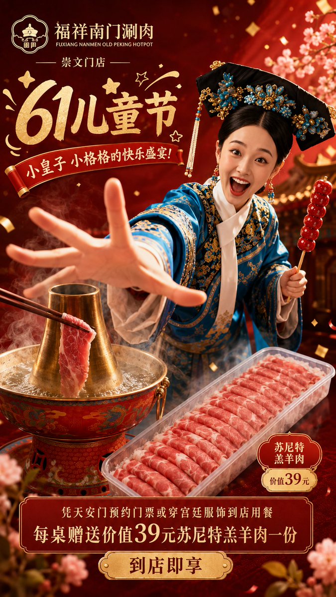 中式火锅儿童节海报 2