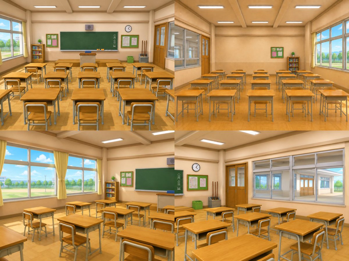 教室室内四向视图
