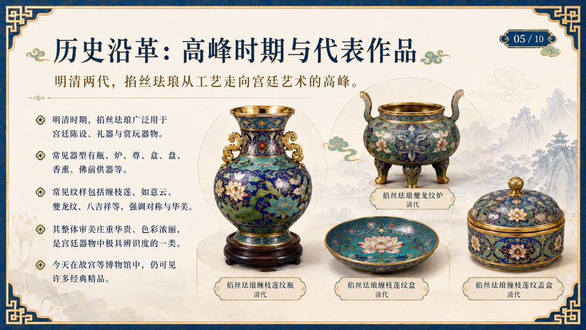 中国掐丝珐琅历史 Slides