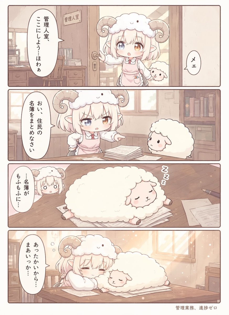 可爱的羊角少女办公室漫画页 2