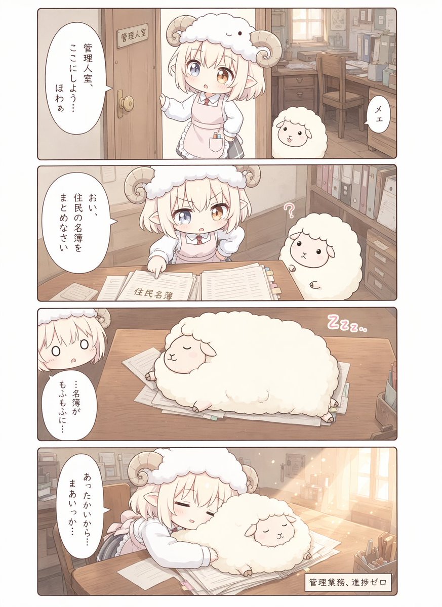 可爱的羊角少女办公室漫画页 3