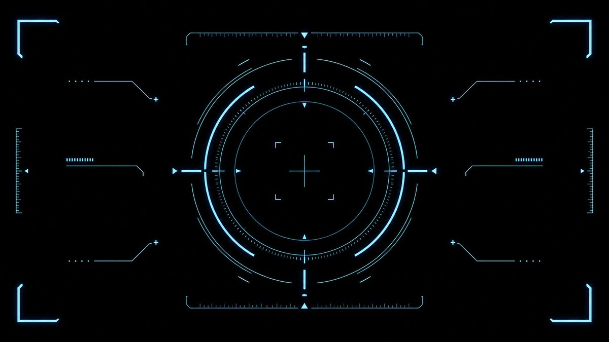 青色科幻 HUD 准星叠加层