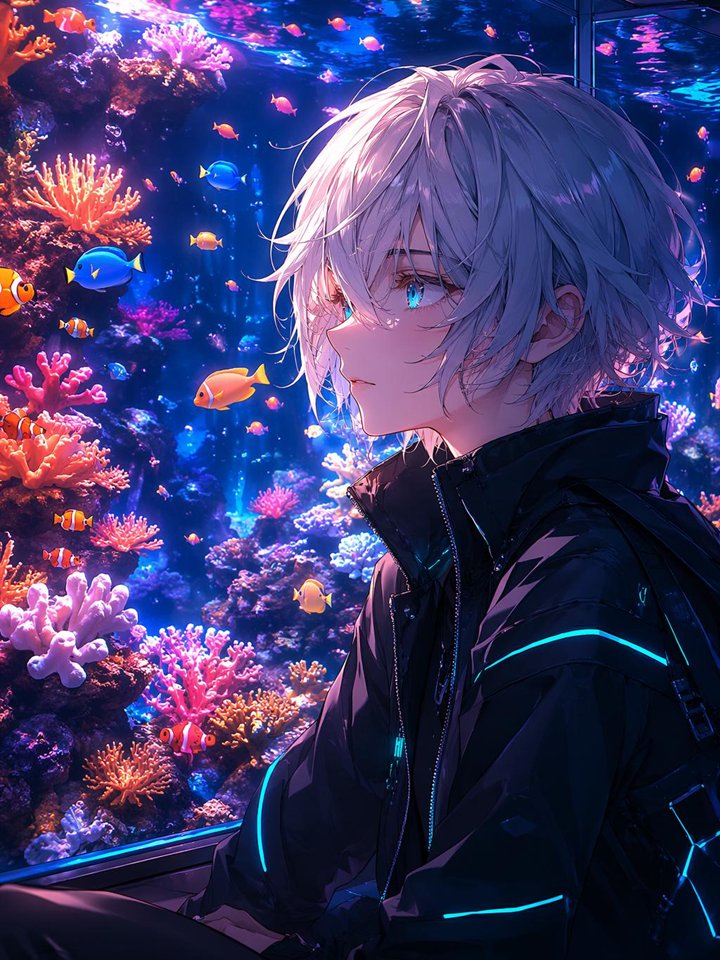 赛博朋克动漫风水族馆肖像