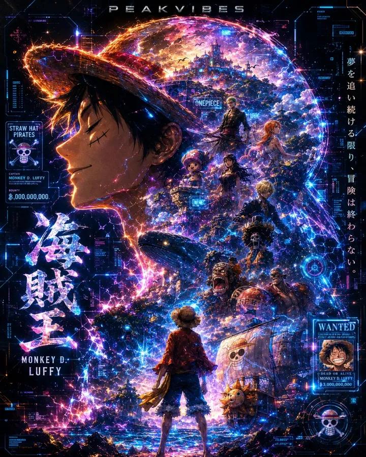 赛博朋克动漫双重曝光海报
