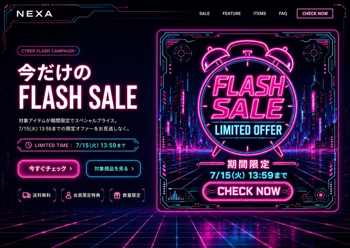 赛博朋克风格限时闪购落地页首屏