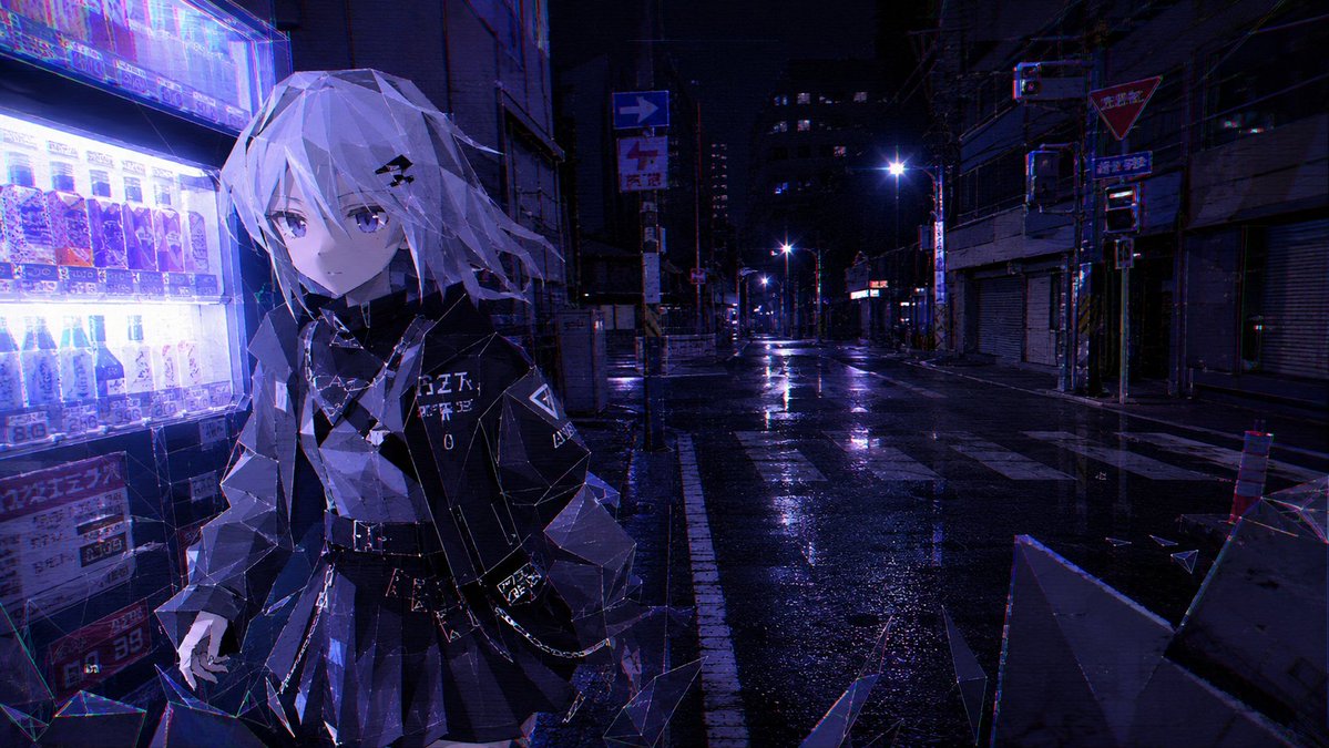 赛博朋克低多边形雨夜街道 4