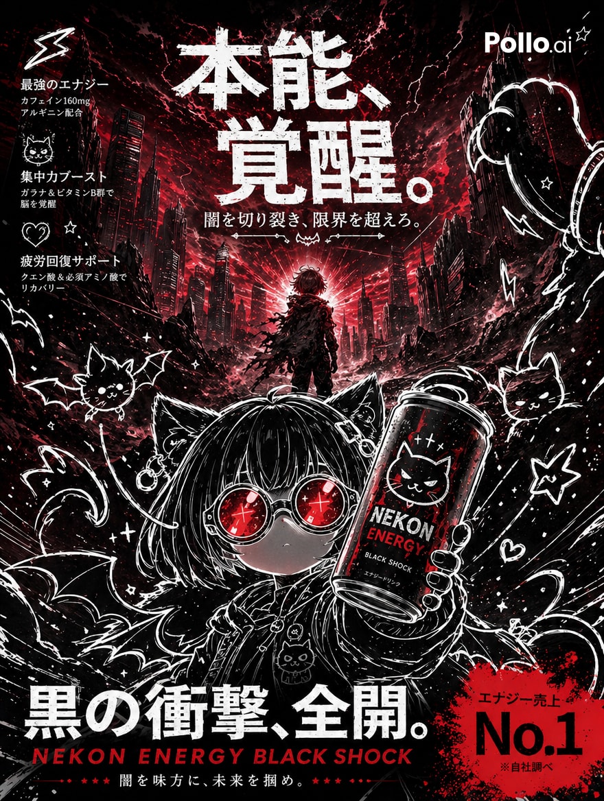 暗黑动漫风能量饮料海报