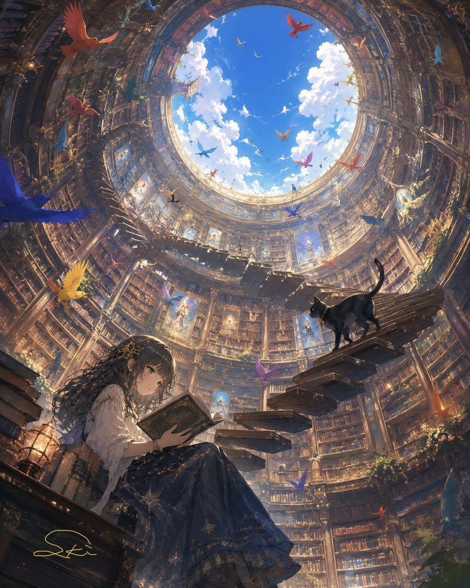 圆柱形奇幻图书馆