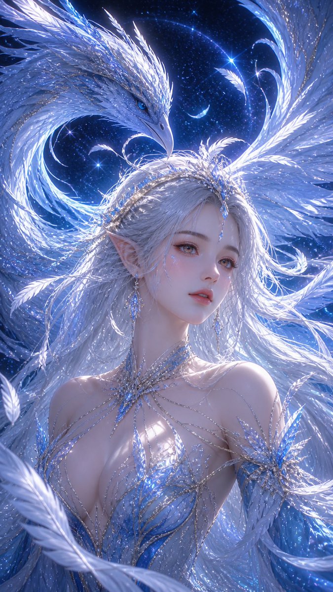 奇幻冰凤凰女神插画 2