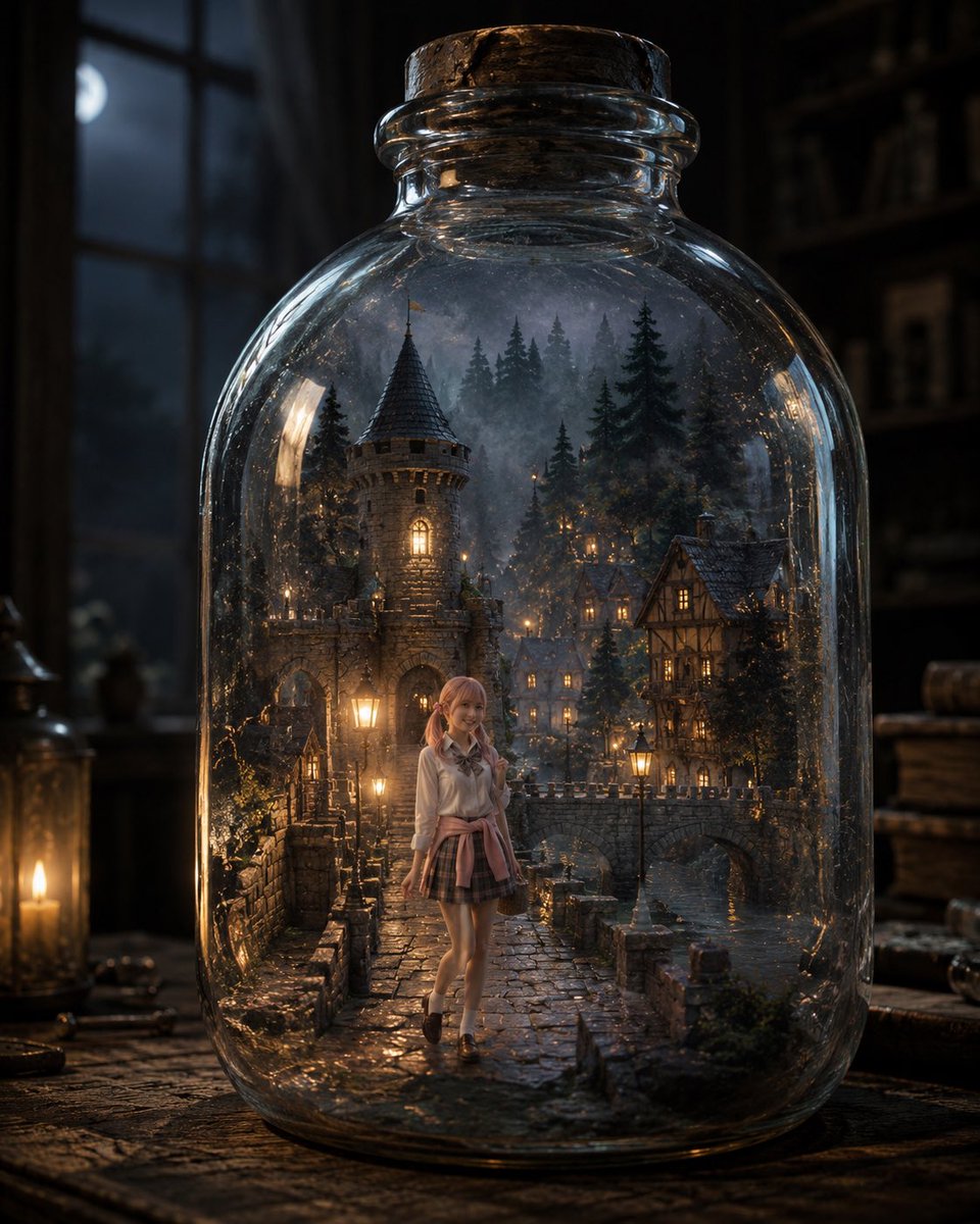 Miniature Fantasy Village in a Glass Bottle 4