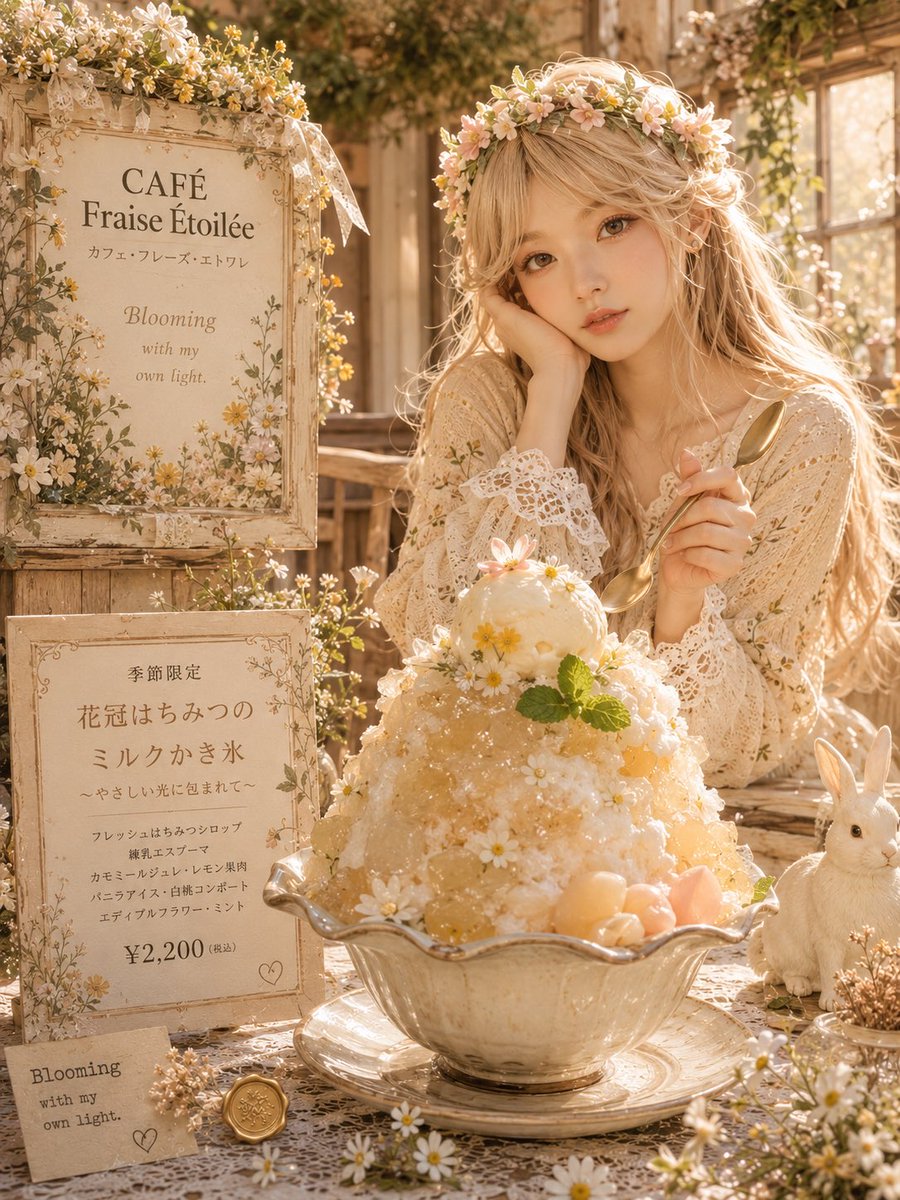 花卉小屋咖啡馆刨冰