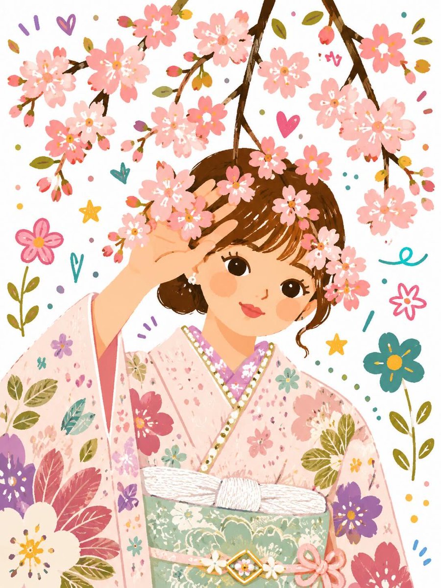 装饰性民间扁平化插画 2