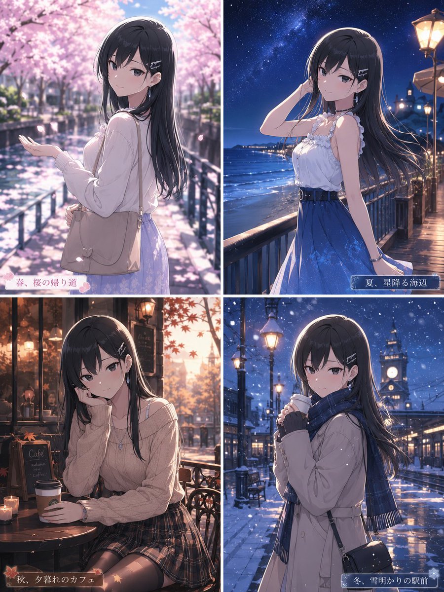 四季动漫少女拼贴画