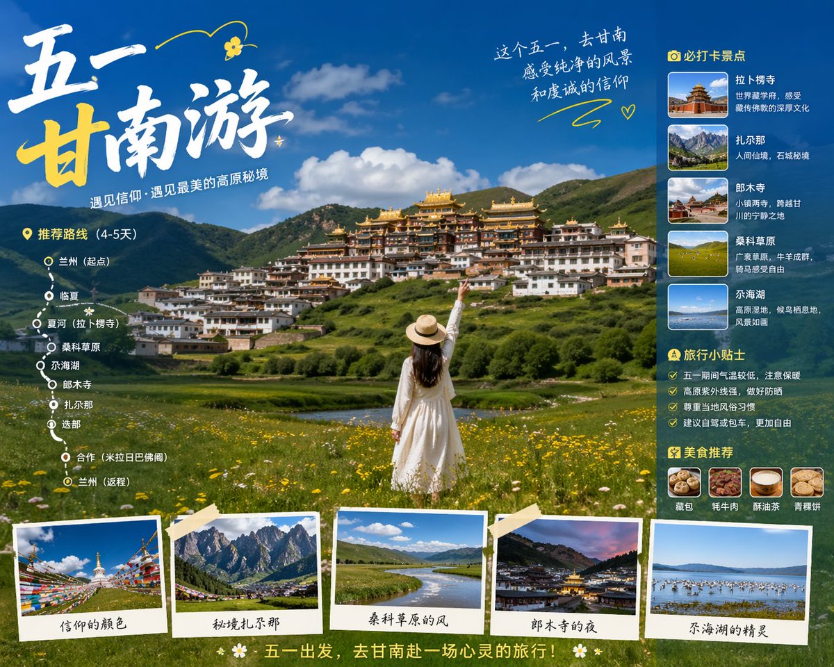 甘南黄金周旅行海报