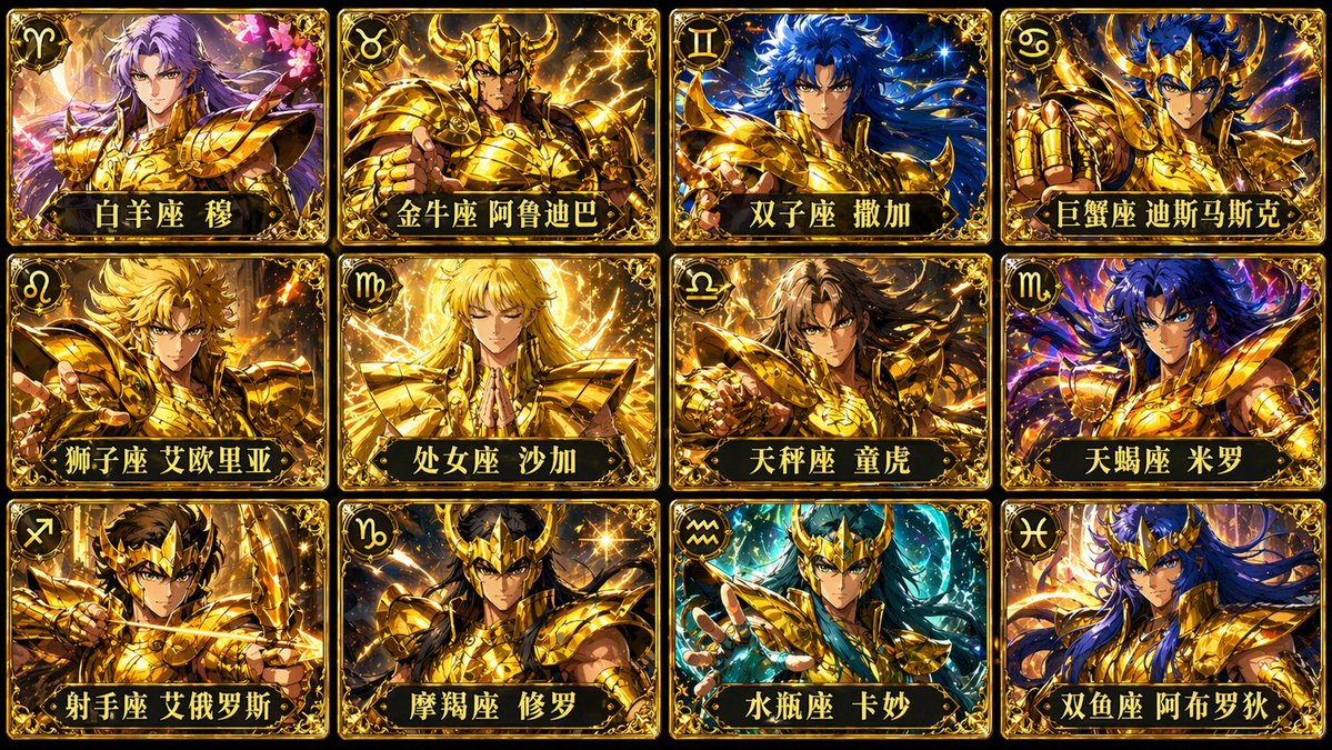 黄金圣斗士 12 宫卡片网格