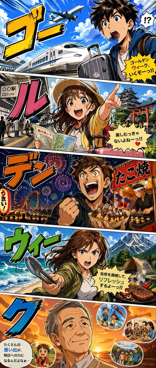 黄金周漫画风旅行海报 2