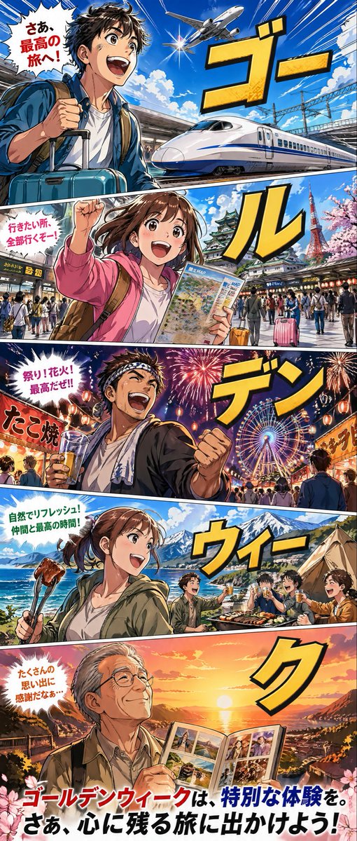 黄金周漫画风旅行海报 3