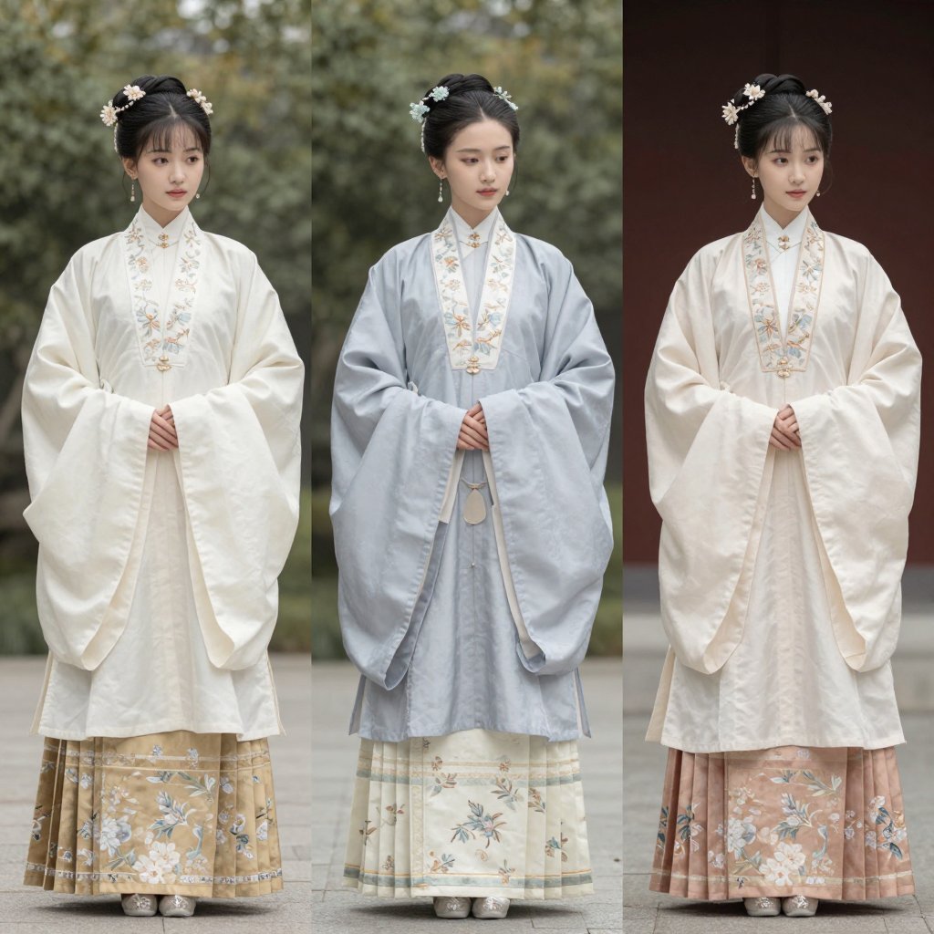 三款汉服造型对比