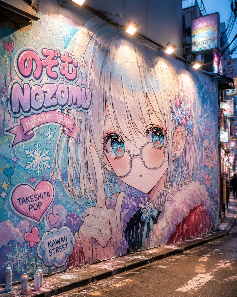 原宿卡哇伊涂鸦壁画 2