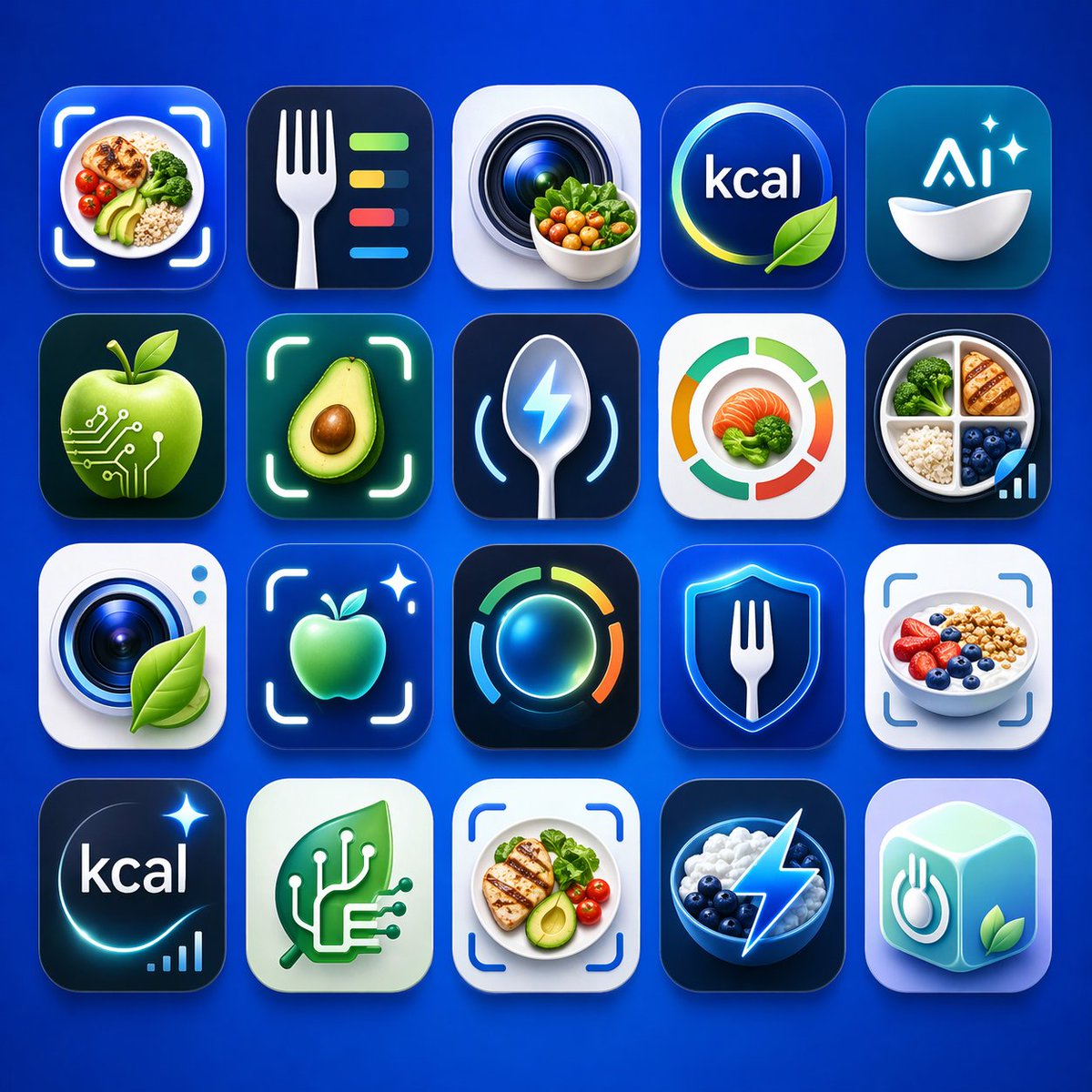 健康营养类 App 图标矩阵