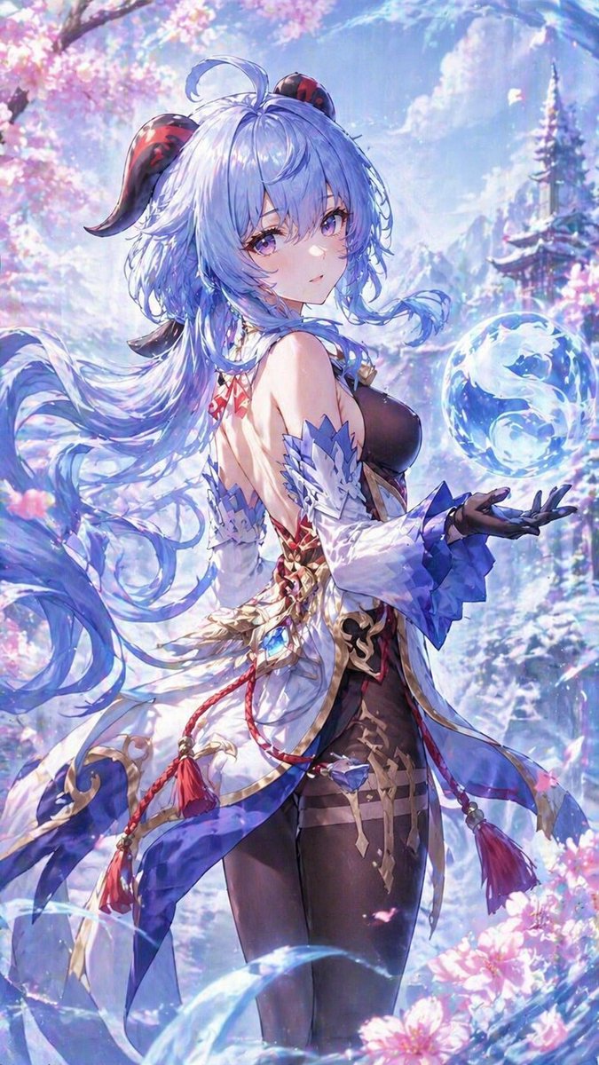冰雪幻境中的动漫女子与樱花
