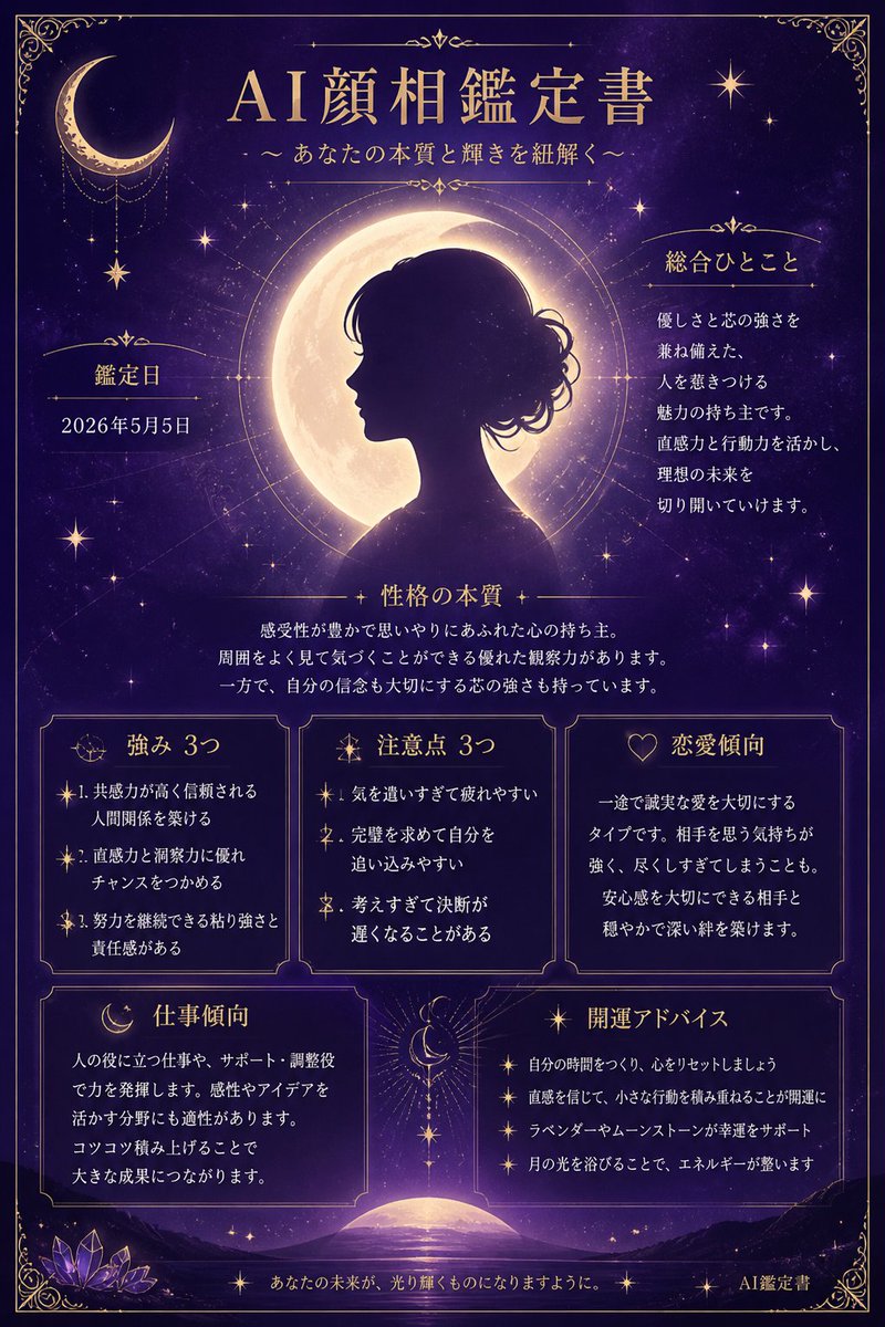 神秘的 AI 日本面相占卜报告