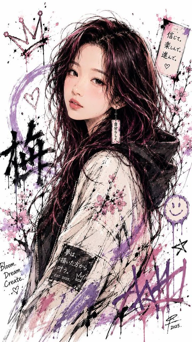 日式水墨泼溅风格角色插画