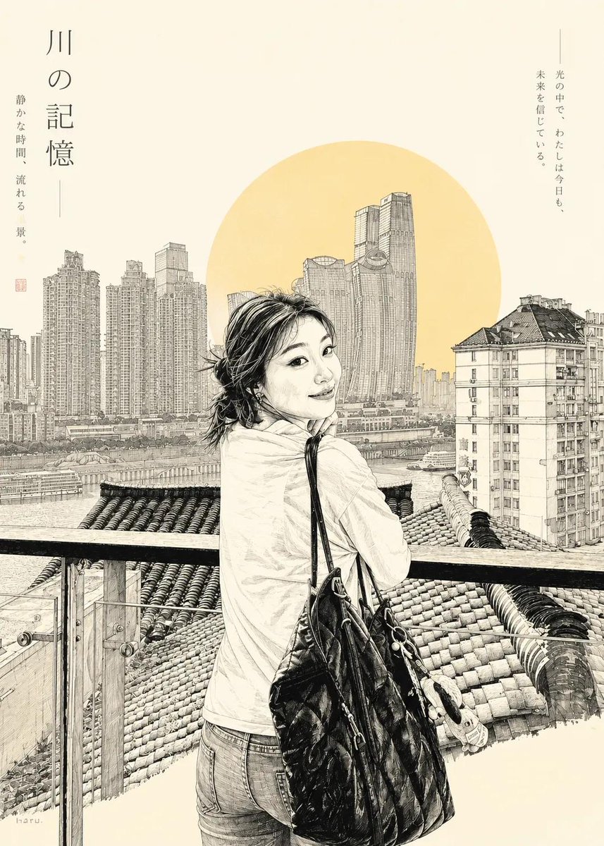 日式线条艺术肖像风格化 2