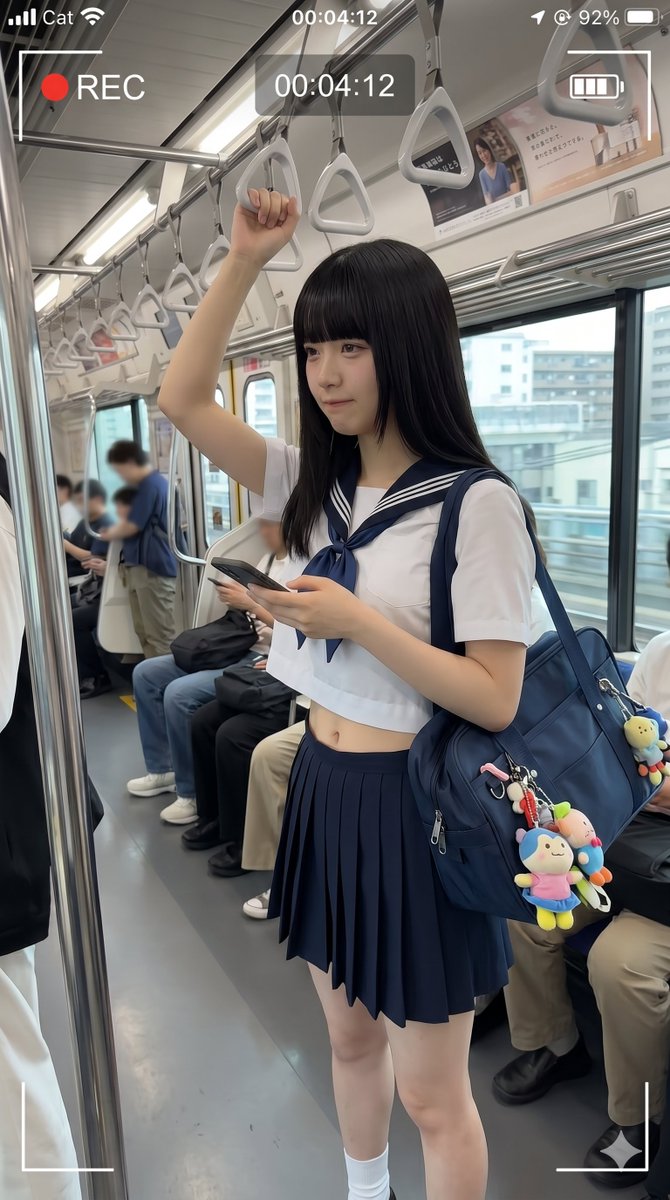 日本电车女学生手机录像画面 2
