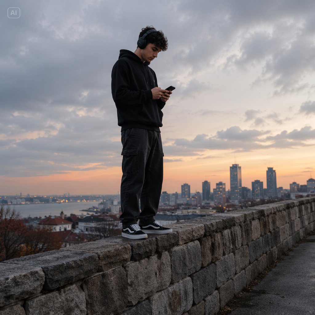 在城市观景台发短信的男子 2