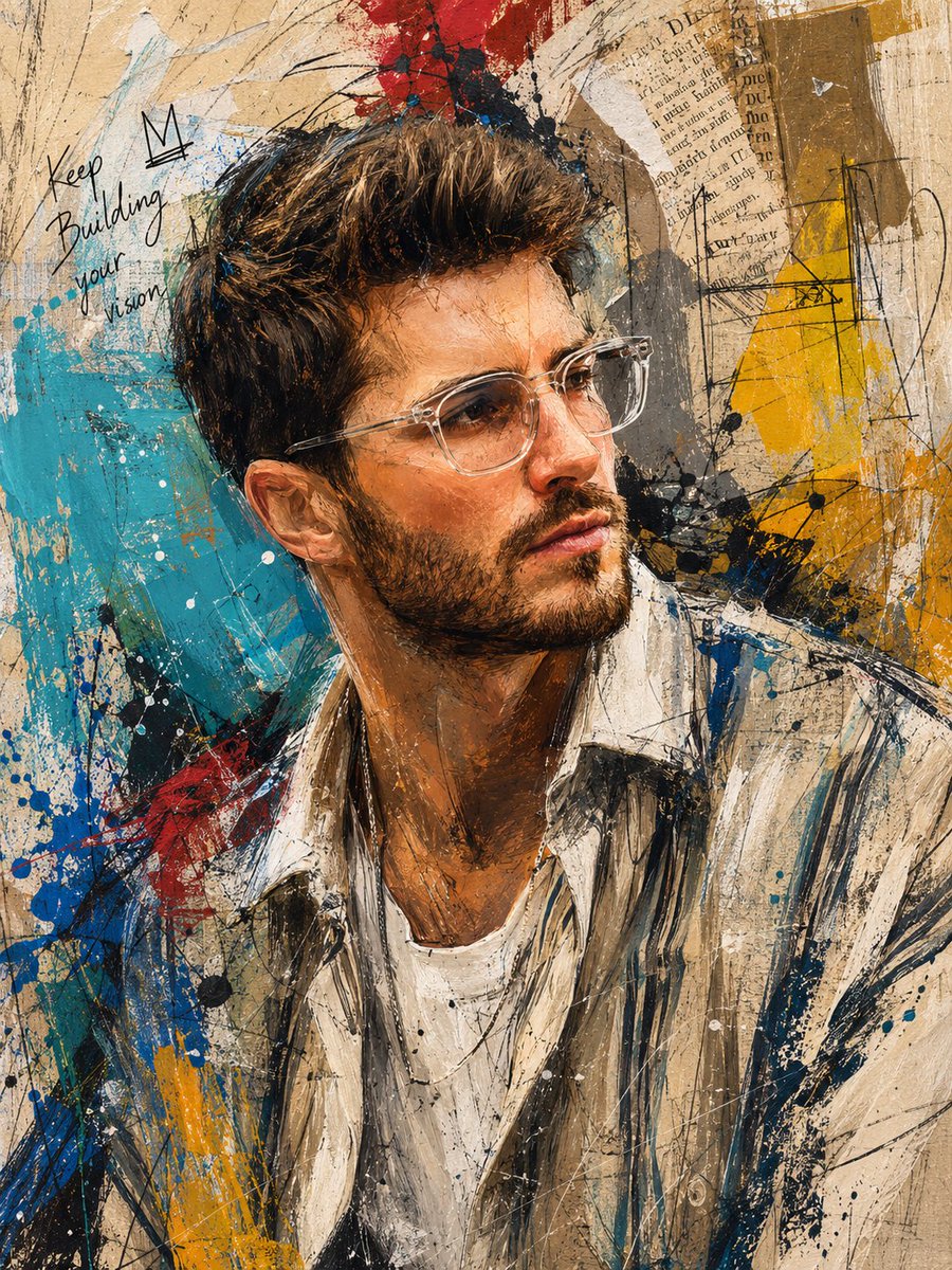 手工混合媒介肖像画 2