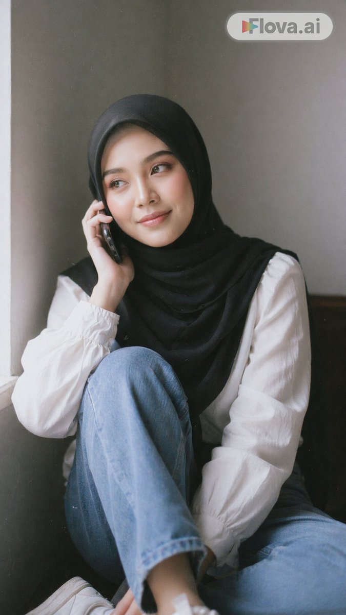 情绪感希贾布（Hijab）女性手机通话人像 2