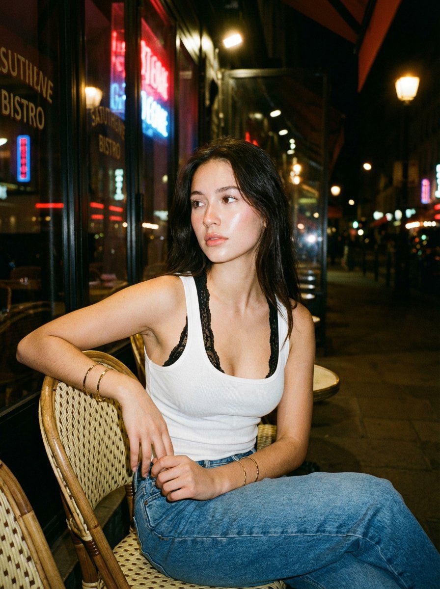 餐厅外夜间闪光灯人像 2