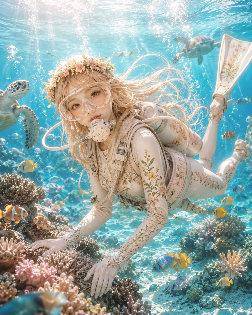 潜水角色插画