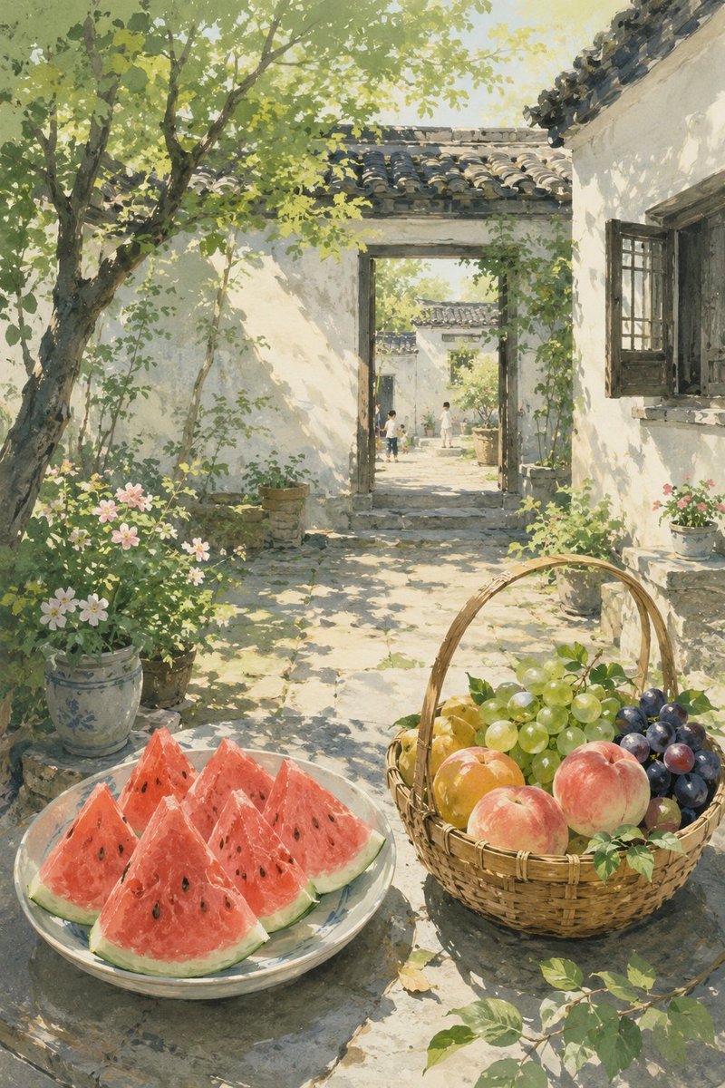 夏季东方庭院插画 2