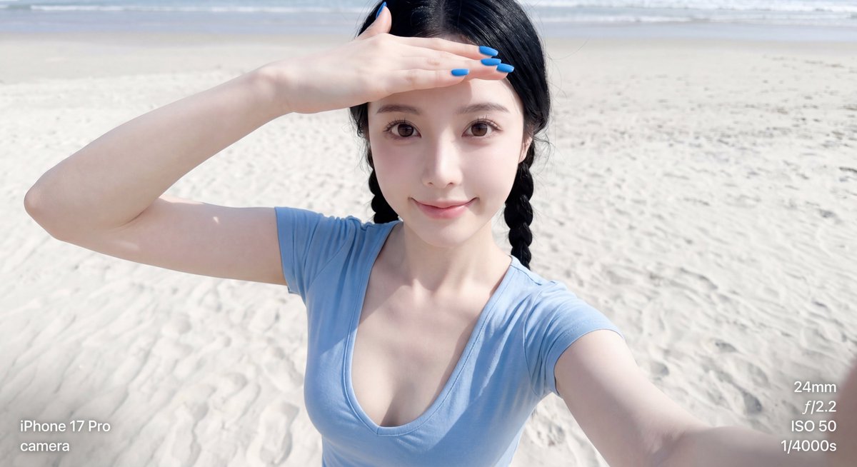 柔和色调海滩自拍肖像 2