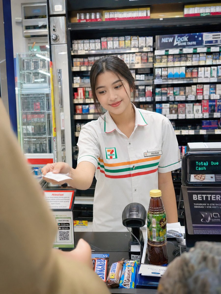 照片级写实便利店收银员 4