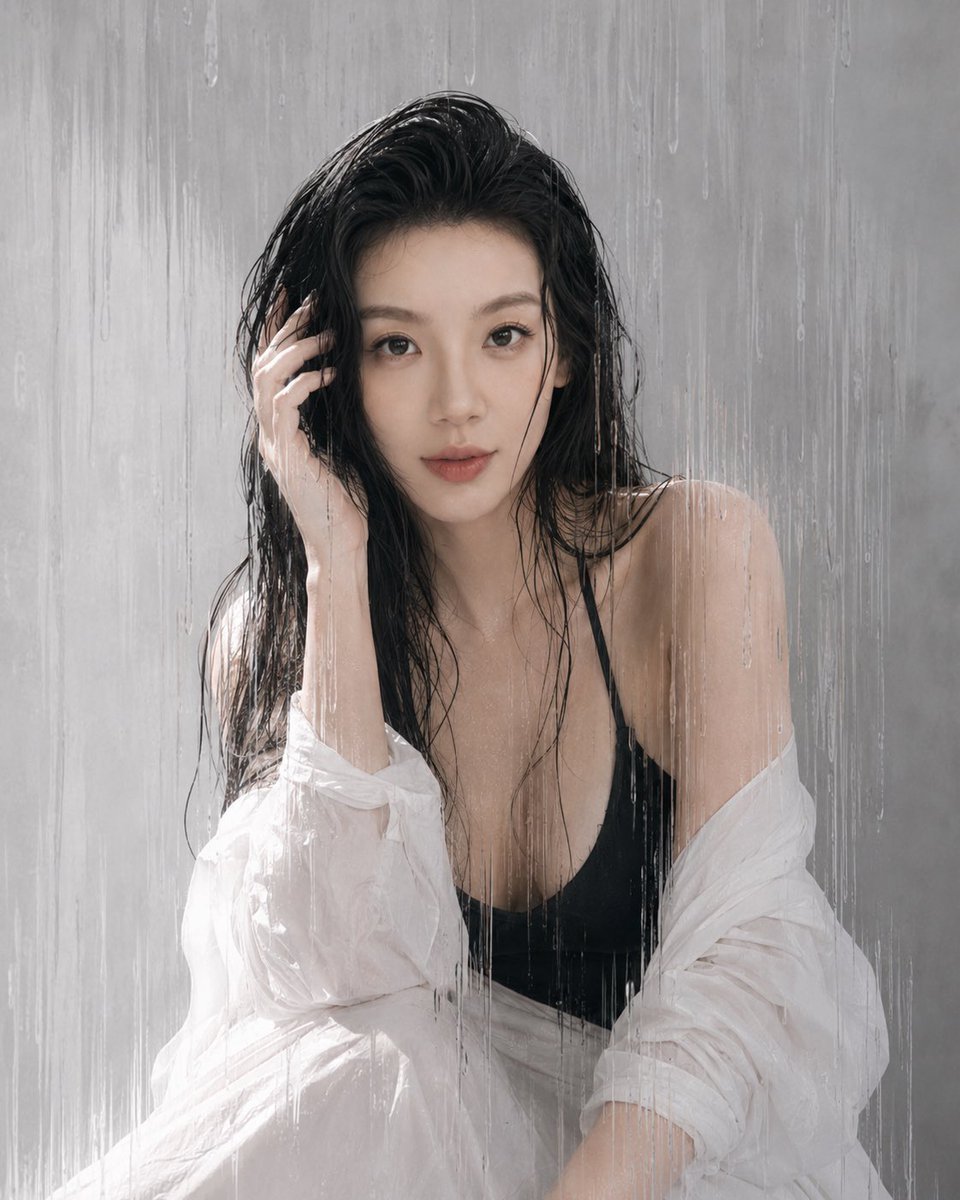 雨中玻璃时尚人像 2