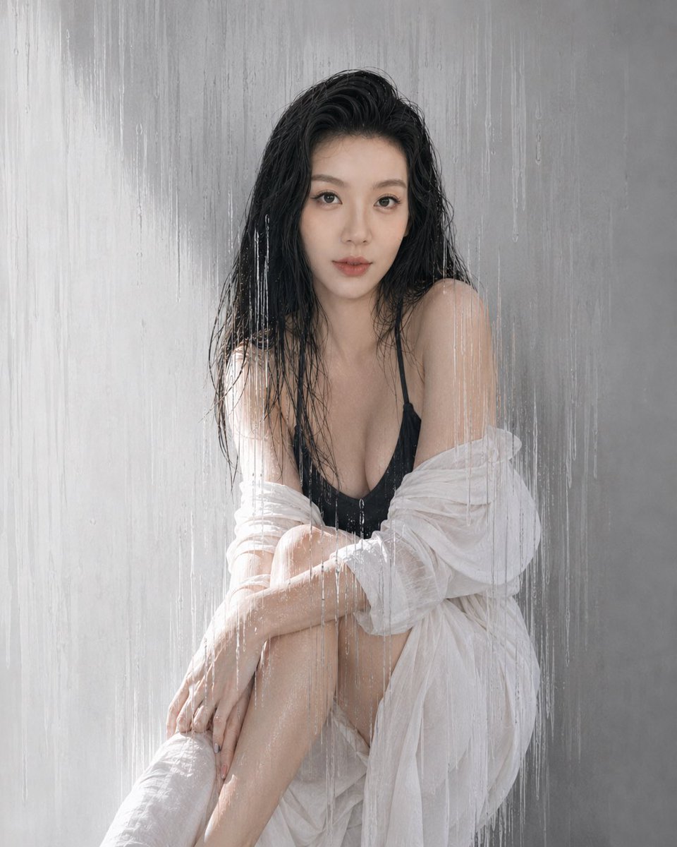 雨中玻璃时尚人像 3