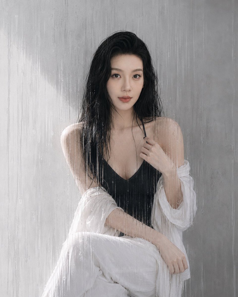 雨中玻璃时尚人像 4