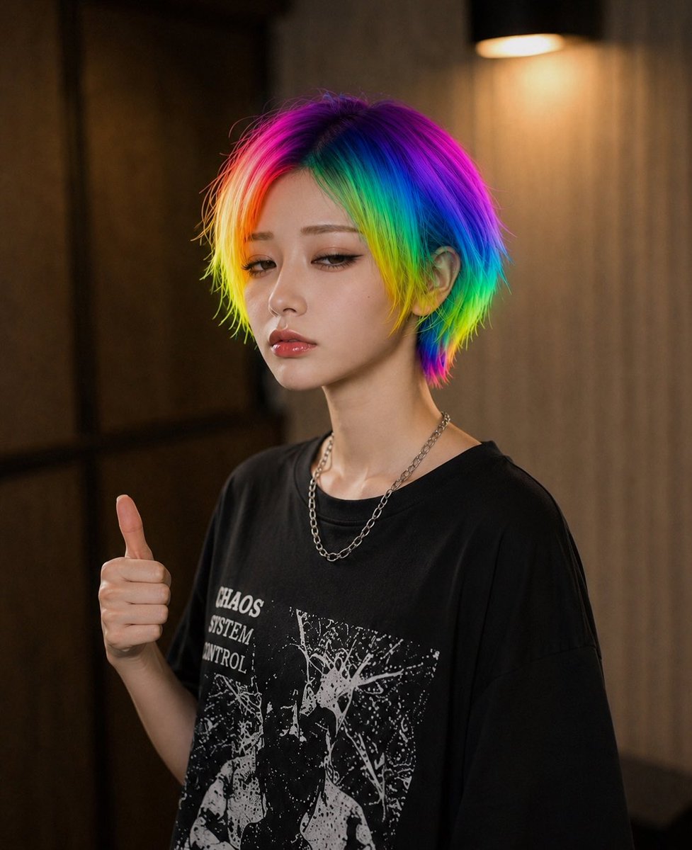 彩虹发色遮挡肖像 3