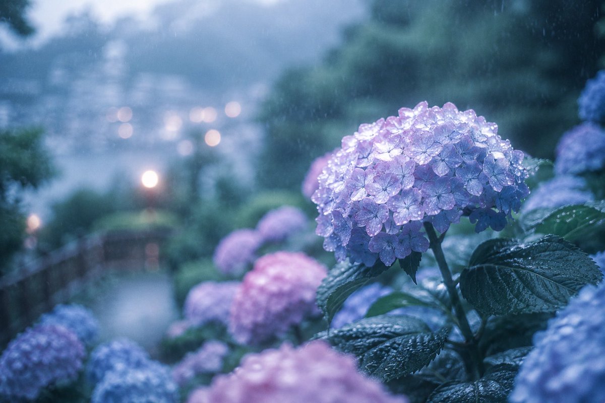 雨中镰仓绣球花海