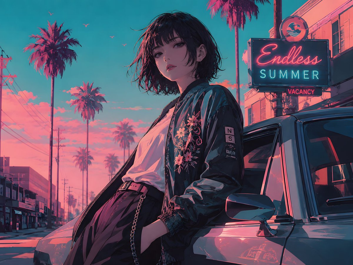复古动漫无尽夏日街道